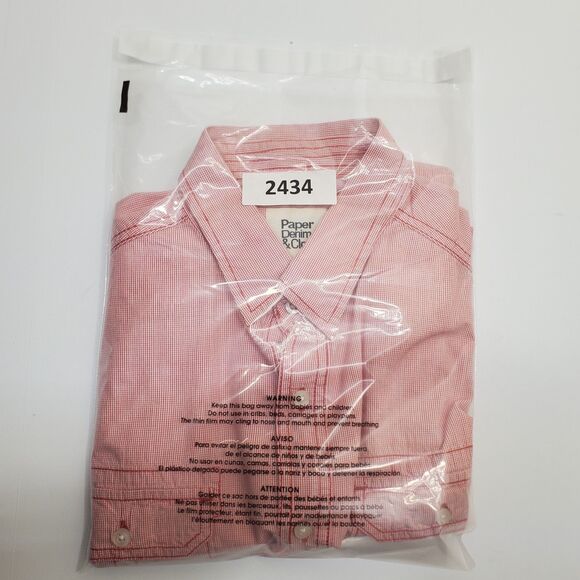 PAPER DENIM & CLOTH Shirt Mens L Red & White Roll Tab Long Sleeve Button Cotton - Picture 12 of 12